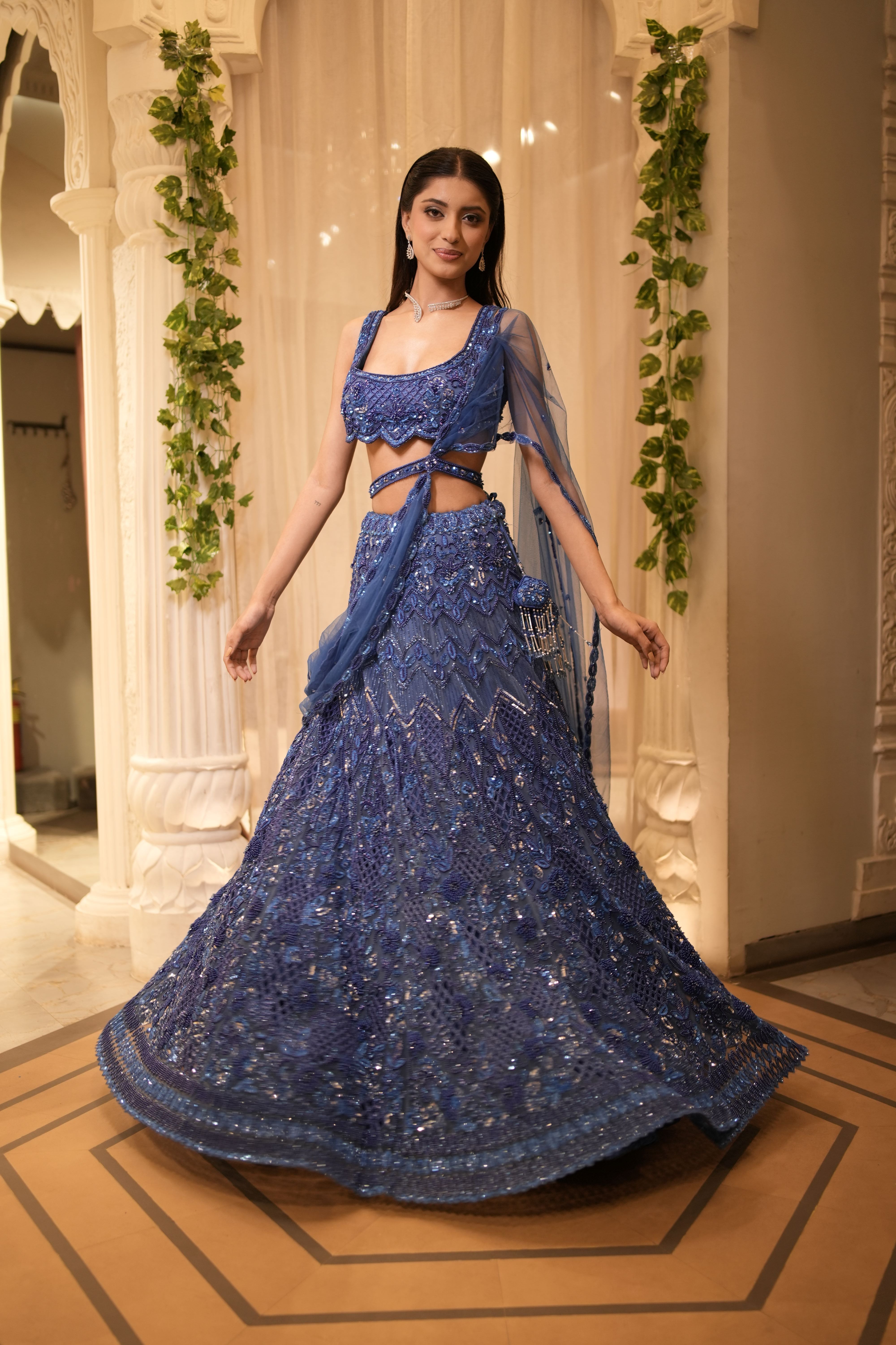royal blue lehenga