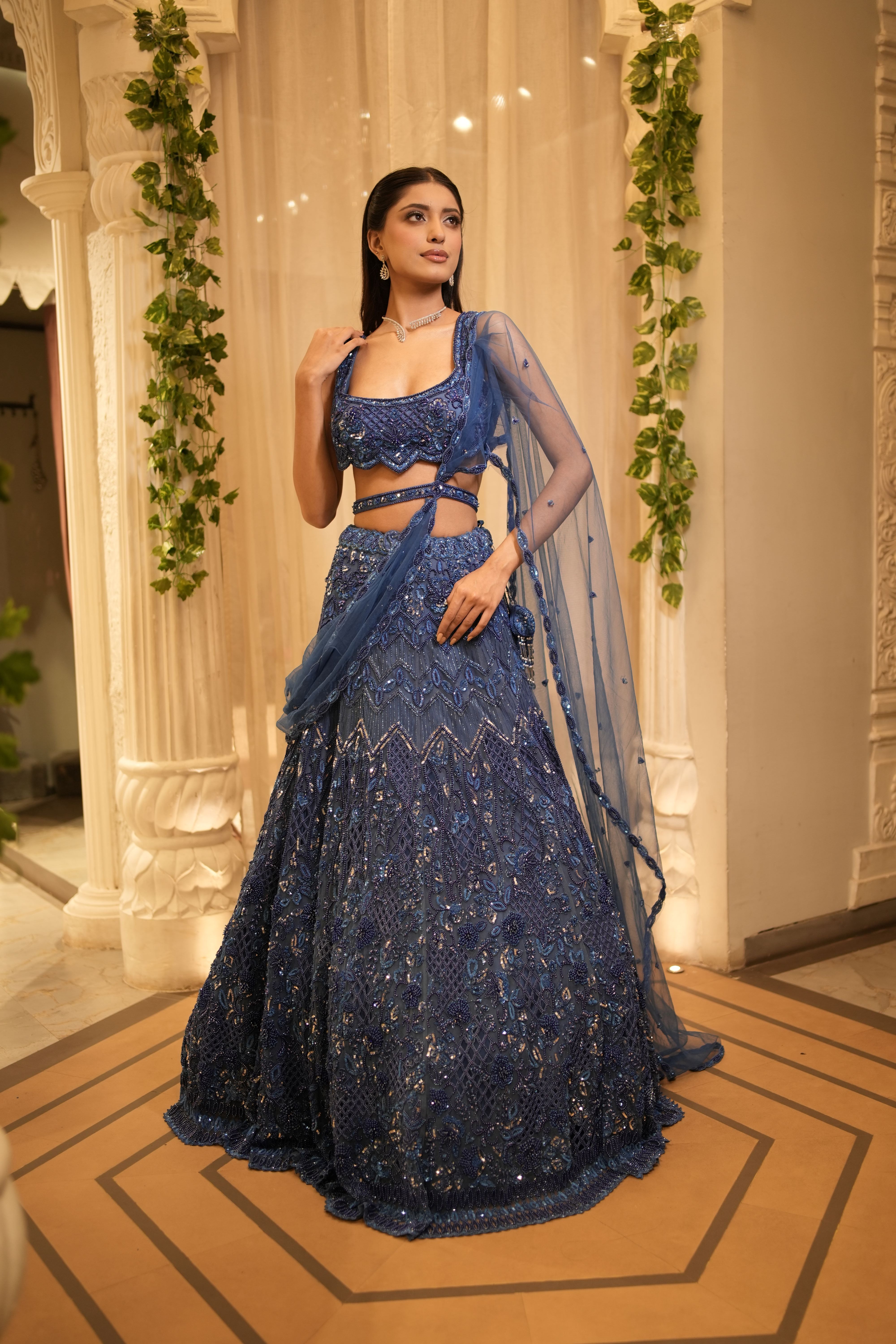 royal blue lehenga
